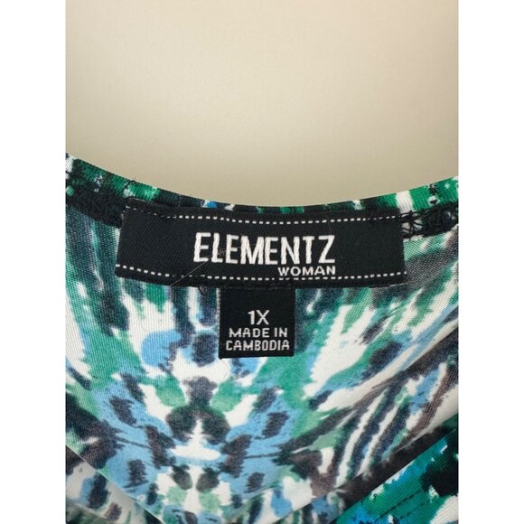 Elementz Blue Green Watercolor Print Sleeveless Maxi Dress Size 1X 16 Plus Size - Picture 4 of 9